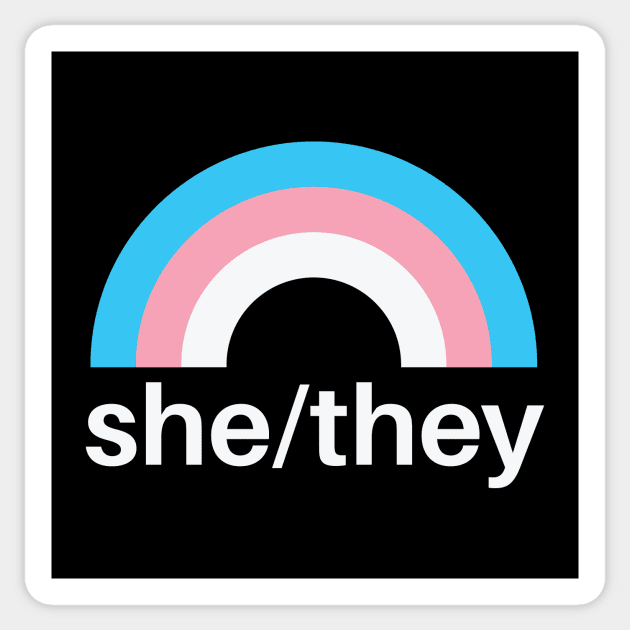 She/They Pronouns Trans Sticker by lavenderhearts